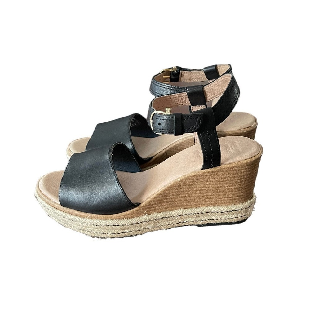 Sperry Womens plushwave Leather Black Wedge size 9.5 sandal